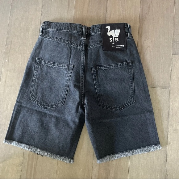 SR vs Sandrine Rose Black Denim Raw Hem Bermuda Shorts - Picture 2 of 7
